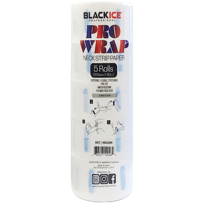 Black Ice Neck Strip Rolls White 500 Strips #BIC032WHI