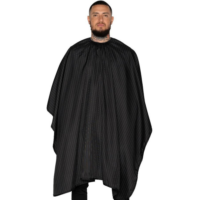 Barber Strong The Barber Cape - Classic Black w/ White Pinstripe #BSC02-BLK/WHT