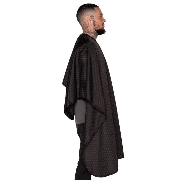 Barber Strong The Barber Cape - Classic Black w/ White Pinstripe #BSC02-BLK/WHT