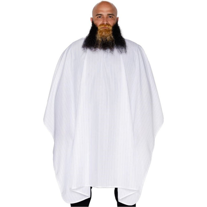 Barber Strong The Barber Cape - Classic White w/ Black Pinstripe #BSC03-WHT/BLK