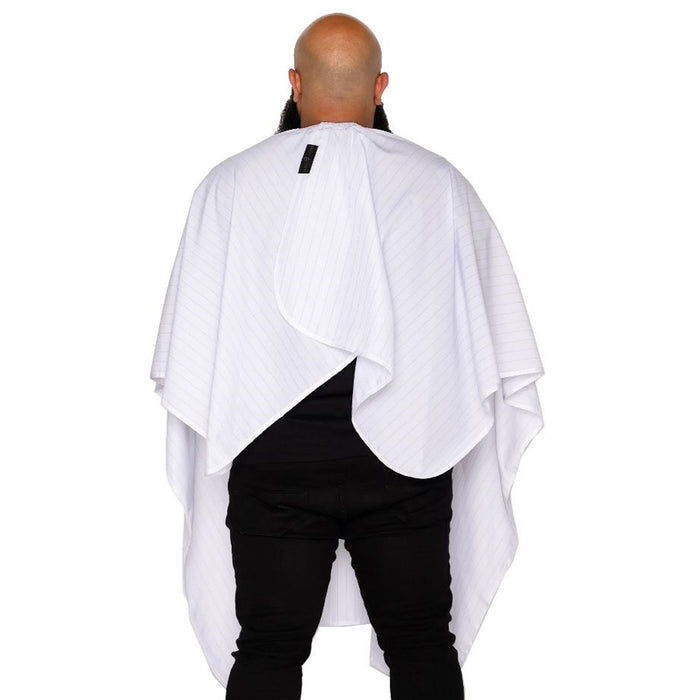 Barber Strong The Barber Cape - Classic White w/ Black Pinstripe #BSC03-WHT/BLK