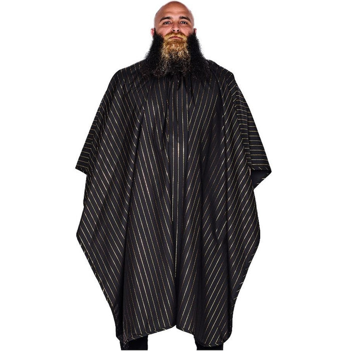 Barber Strong The Barber Cape - 24K Gold Black w/ 24K Gold Pinstripe #BSC10-BLK/GOLD