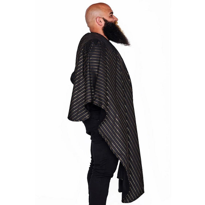 Barber Strong The Barber Cape - 24K Gold Black w/ 24K Gold Pinstripe #BSC10-BLK/GOLD