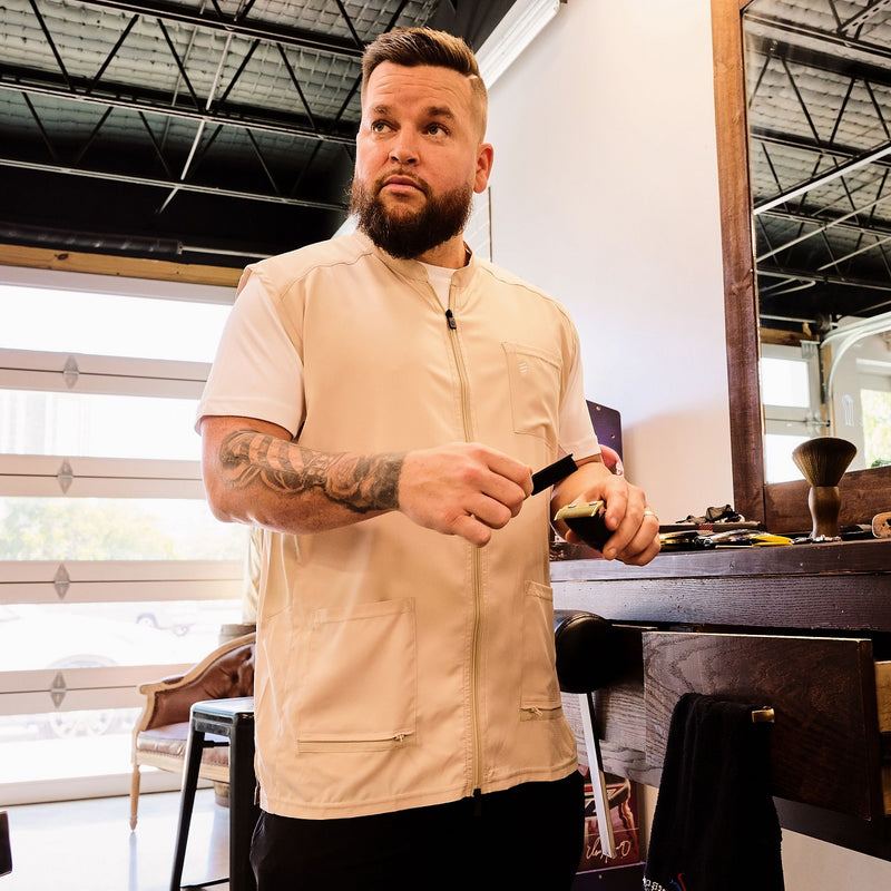 Barber Strong The Barber Vests - Khaki #BSV01-KHAKI [S to 5XL Available]