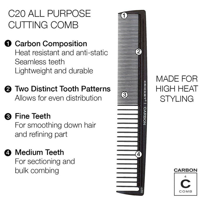 Cricket Carbon Comb All Purpose Cutting Comb #C20