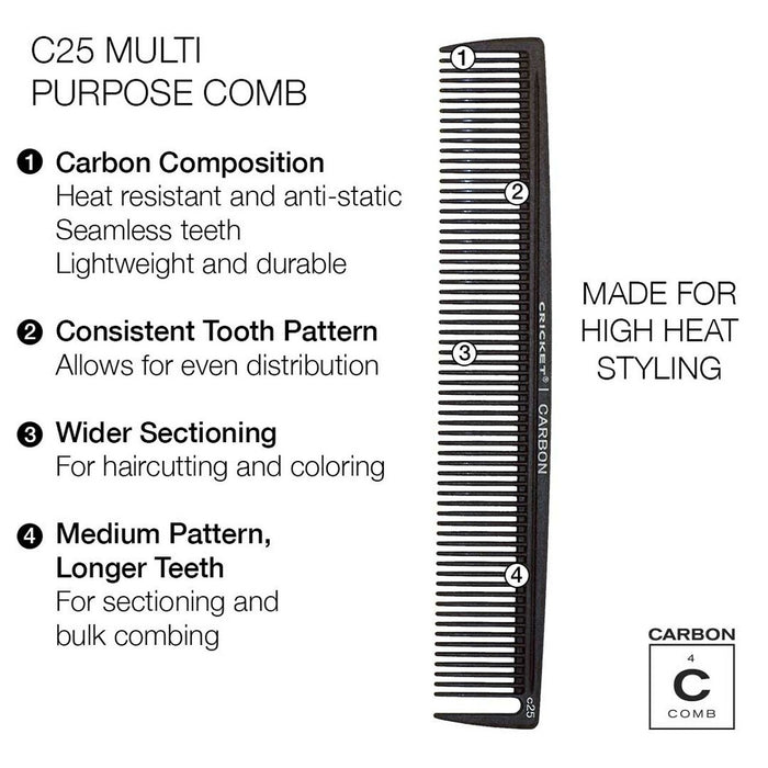 Cricket Carbon Comb Multi Purpose Comb #C25