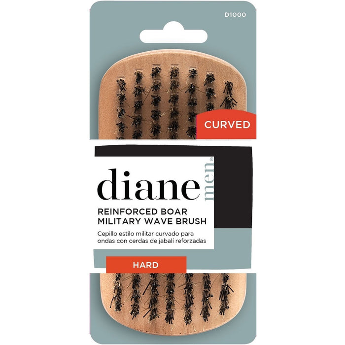 Diane Hard Reinforced Boar Curved Military Wave Brush #D1000