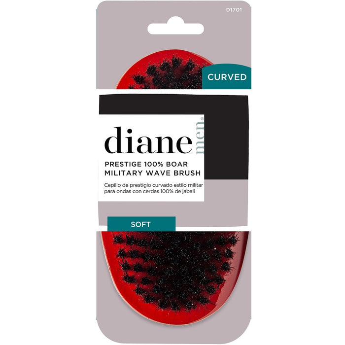 Diane Prestige Red Soft 100% Boar Military Wave Brush #D1701