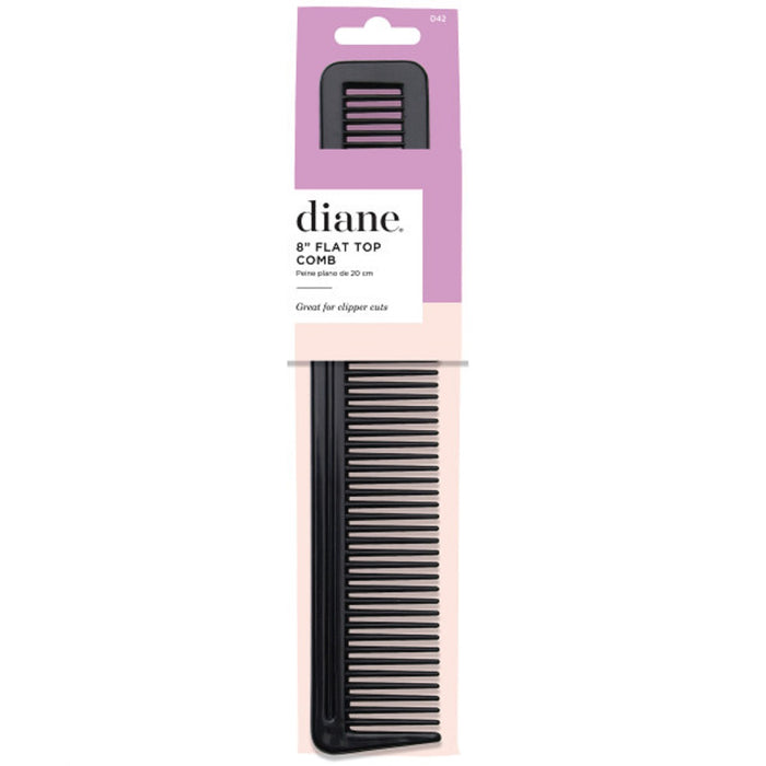 Diane Black 8" Flat Top Barber Comb #D42