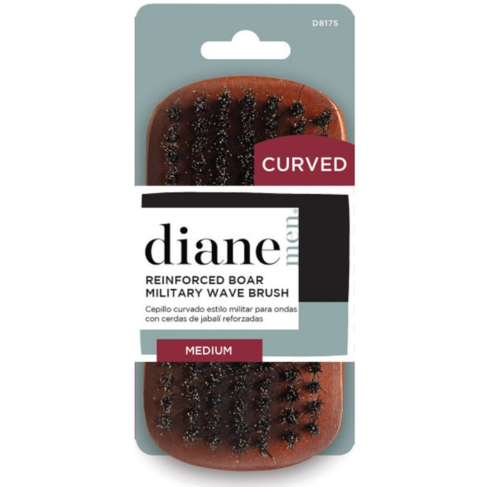 Diane Medium Reinforced Boar Curved Military Wave Brush #D8175