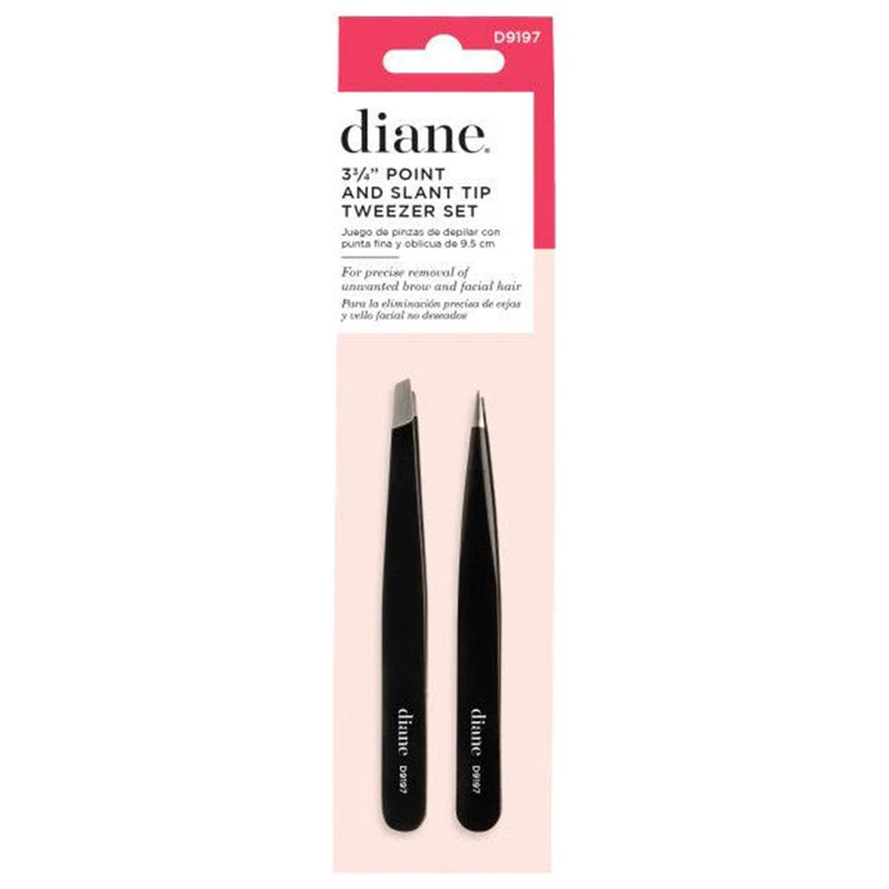 Diane 3-3/4" Point and Slant Tip Tweezers Set #D9197
