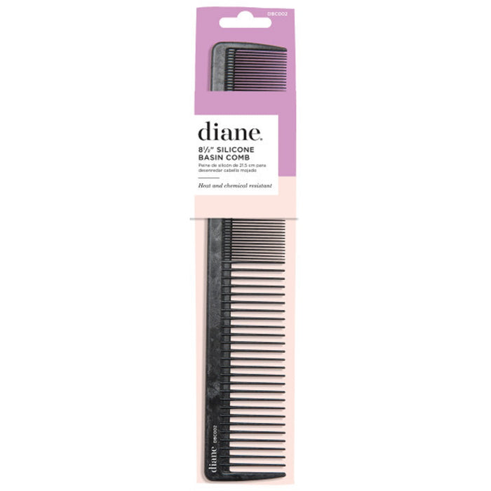 Diane Silicone 8.5" Black Basin Comb #DBC002