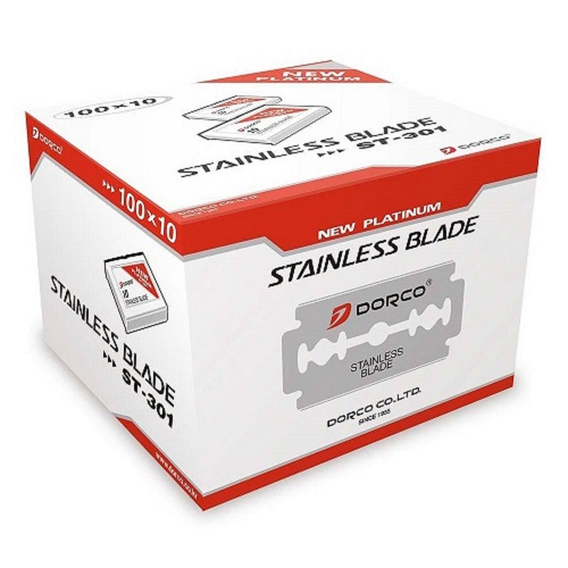 Dorco Platinum Stainless Double Edge 1,000 Blades #ST-301 - 100 Blades x 10 Pack (Bulk)
