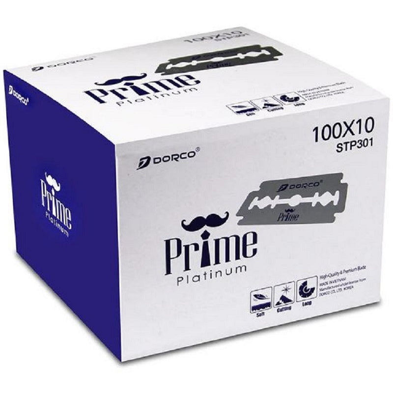 Dorco Prime Platinum Double Edge 1,000 Blades #STP-301 - 100 Blades x 10 Pack (Bulk)