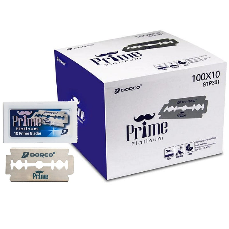 Dorco Prime Platinum Double Edge 1,000 Blades #STP-301 - 100 Blades x 10 Pack (Bulk)