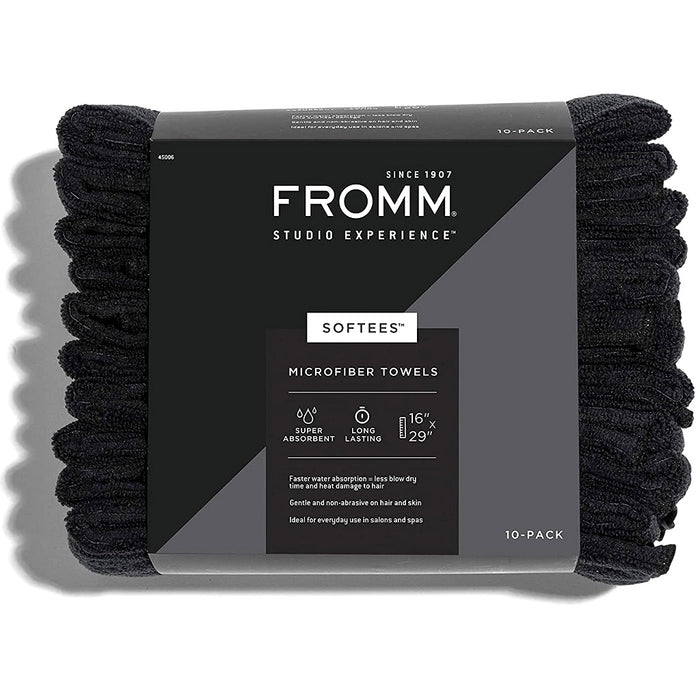 Fromm Softees Microfiber Towels - Black 10 Pack #45006