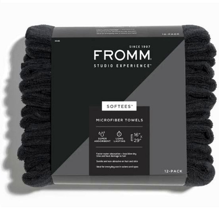 Fromm Softees Microfiber Towels - Black 12 Pack #45106