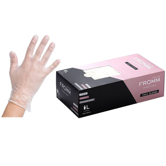 Fromm Powder Free Vinyl Clear Gloves 100 Pcs [S-XL]