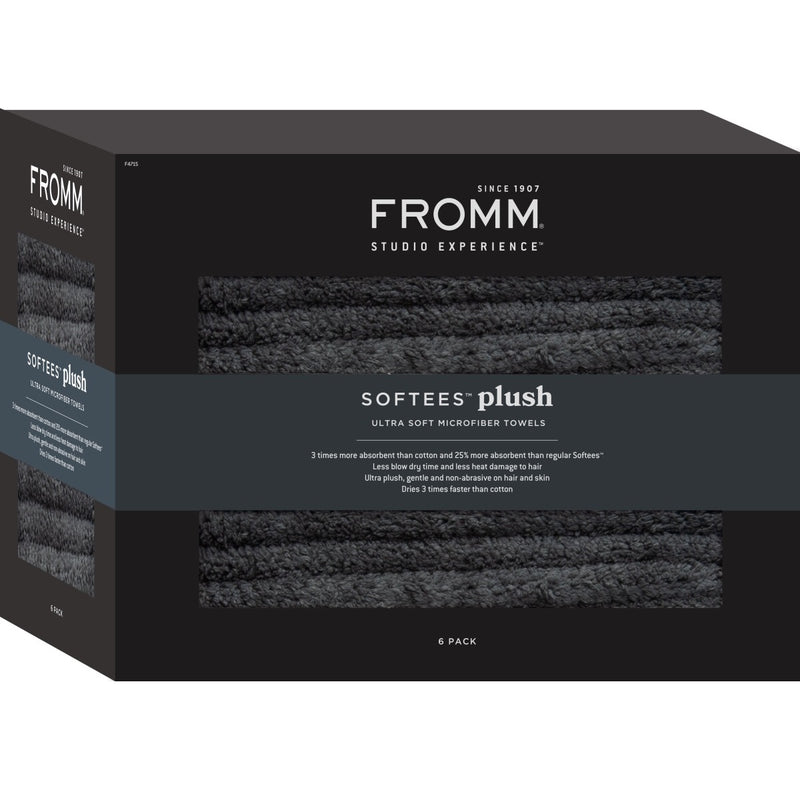 Fromm Softees Plush Microfiber Towels - Dark Grey 6 Pack #F4715