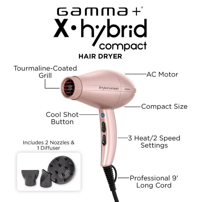 Gamma+ X-Hybrid Compact Hair Dryer - Rose Gold #GP110RG
