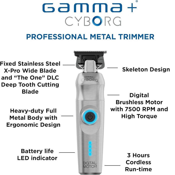 Gamma+ CYBORG Professional Metal Trimmer with Digital Brushless Motor #GP401S