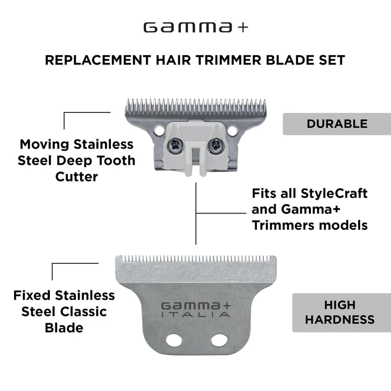 Gamma+ Classic Fixed Japanese Steel Wide Hair Trimmer Blade with Deep Tooth Cutter #GP522S