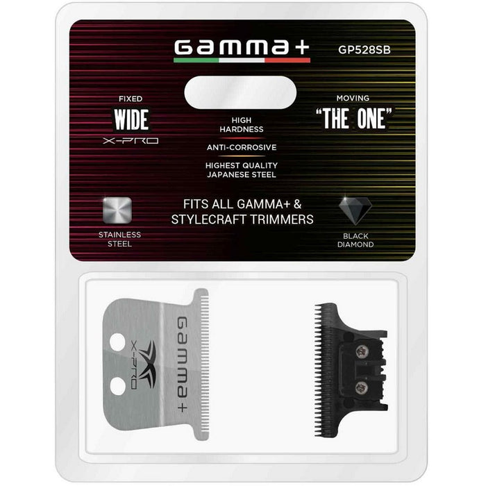 Gamma+ X-Pro Wide Stainless Steel with Black Diamond Carbon DLC The One Cutting Trimmer Blade Set #GP528SB