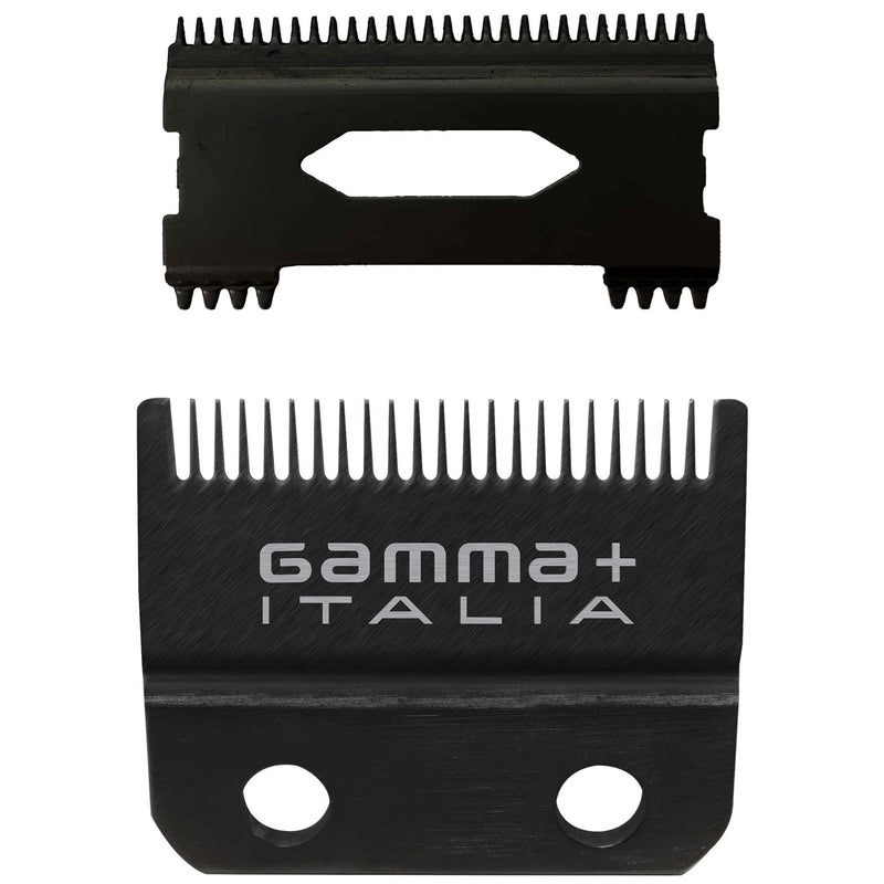 Gamma+ Replacement Double Black Diamond Carbon DLC Fixed Fade Hair Clipper Blade with Shallow Tooth 2.0 Cutter Set #GP534B