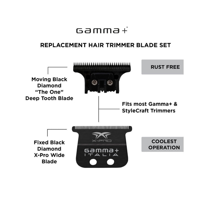 Gamma+ Replacement Fixed Black Diamond X-Pro Wide Fixed Blade with Black DLC The One Cutter #GP536B