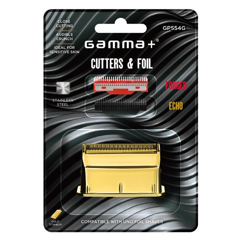 Gamma+ Gold Titanium Single Foil Head with Echo and Forged Cutters for Uno Shaver #GP554G