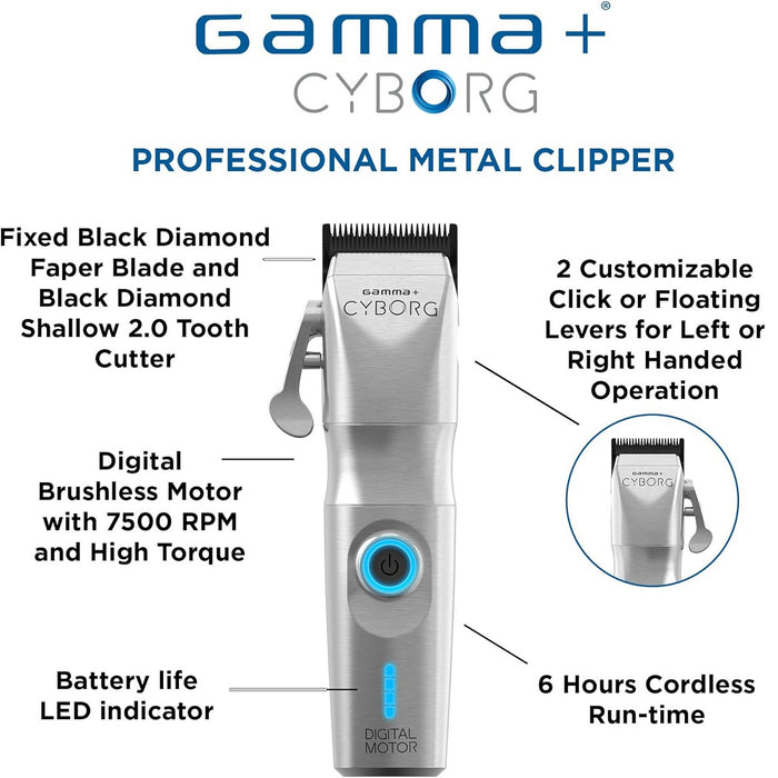 Gamma+ CYBORG Professional Metal Clipper with Digital Brushless Motor #GP604M