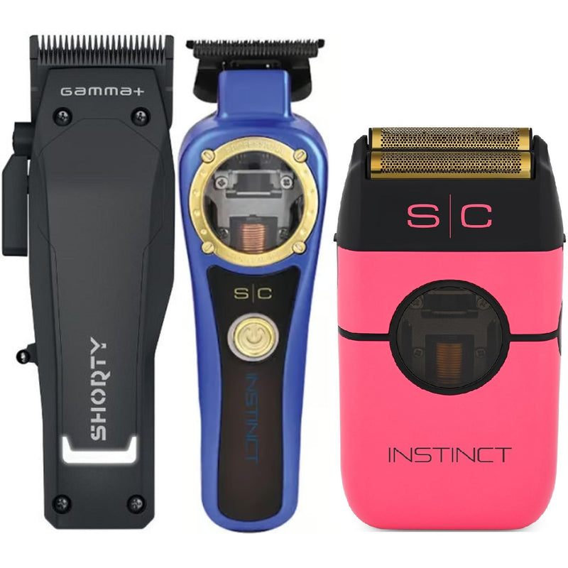 Gamma+ SHORTY Clipper & Stylecraft Instinct Trimmer + FREE Instinct Pink Shaver [BUY 2 GET 1 FREE]