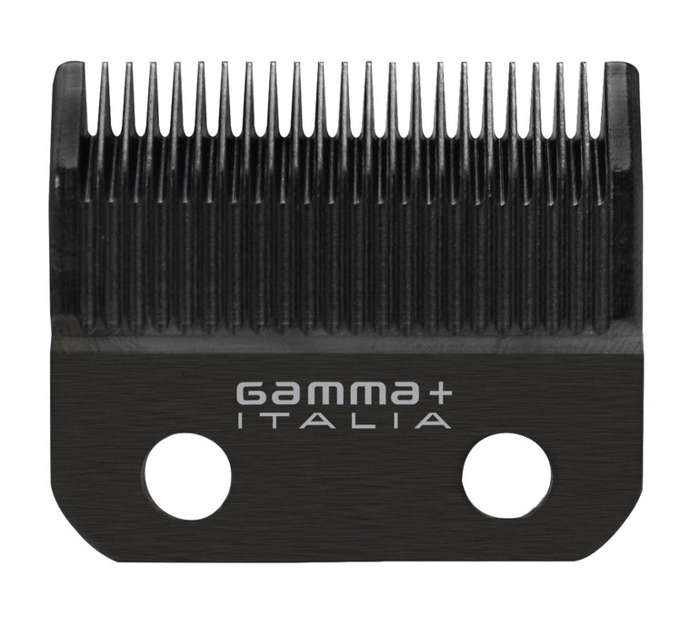 Gamma+ Replacement Fixed Black Diamond Carbon DLC Taper Hair Clipper Blade with Moving Gold Titanium Deep Tooth Cutter Set #GPCRBTS