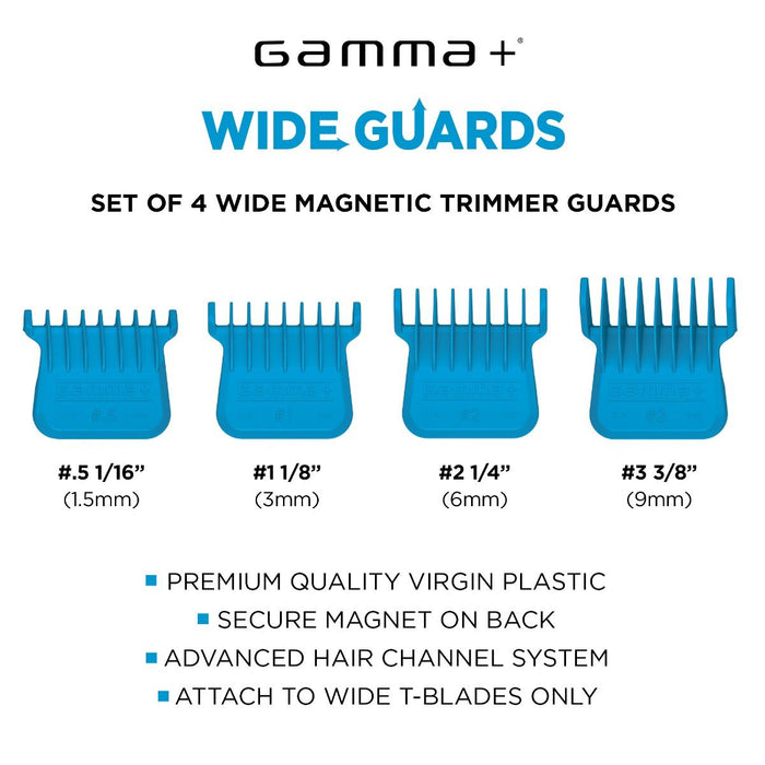 Gamma+ Professional Wide Magnetic Trimmer Blade Guards - Blue #GPWMTG