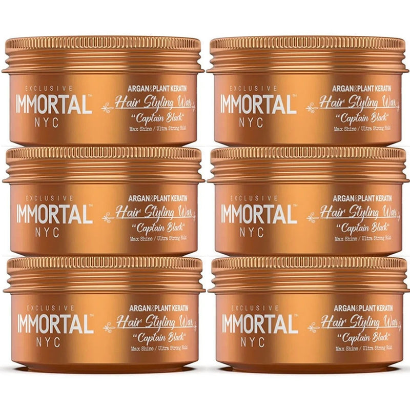 Immortal Exclusive Hair Styling Wax - Captain Black 5.07 oz - 6 Pack (Bulk)