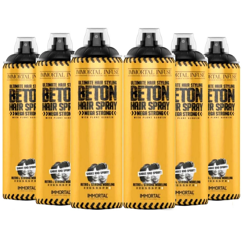Immortal Beton Hair Spray Mega Strong 16.9 oz - 6 Pack (Bulk)