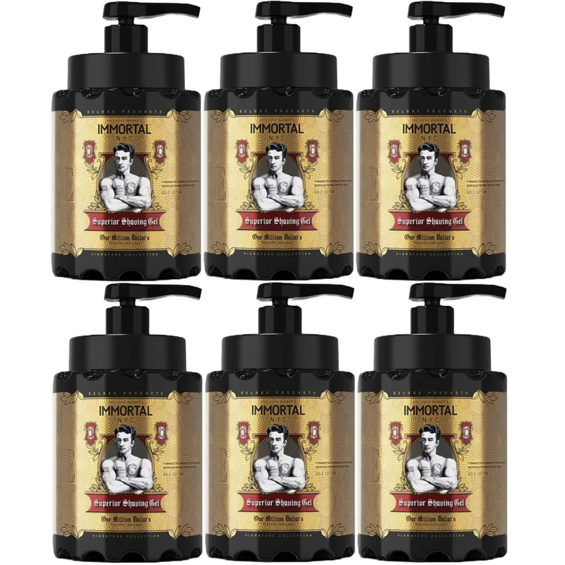 Immortal One Million Dollars Superior Shaving Gel 34 oz - 6 Pack (Bulk)