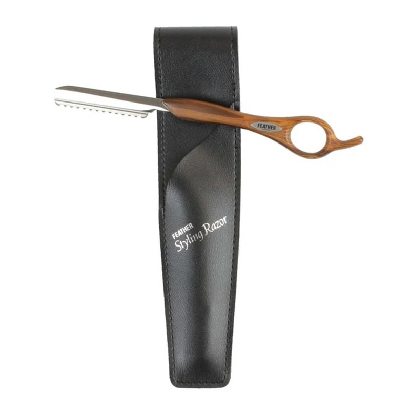 Jatai Feather Styling Razor - Wood Lock with Holster #SR-WL