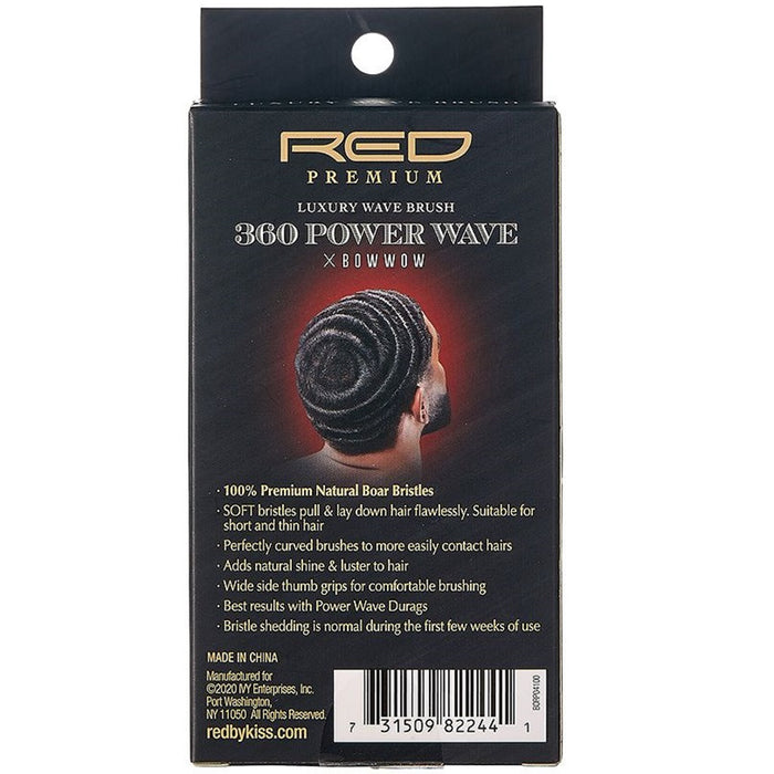 Red Premium Bow Wow X 360 Power Wave Boar Palm Brush Soft Bristles #BORP04