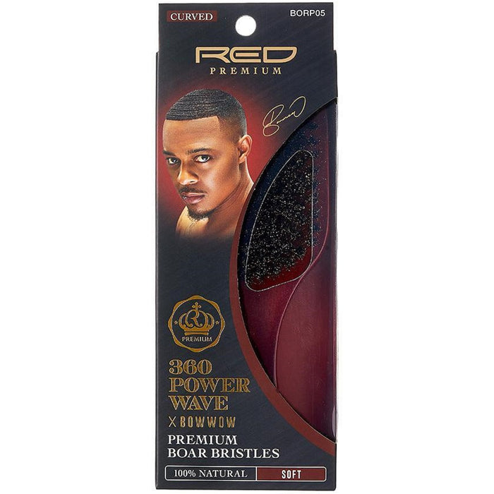 Red Premium Bow Wow X 360 Power Wave Boar Club Brush Soft Bristles #BORP05