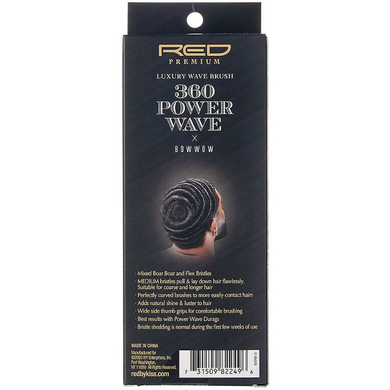 Red Premium Bow Wow X 360 Power Wave Mixed Boar Club Brush Medium Bristles #BR21