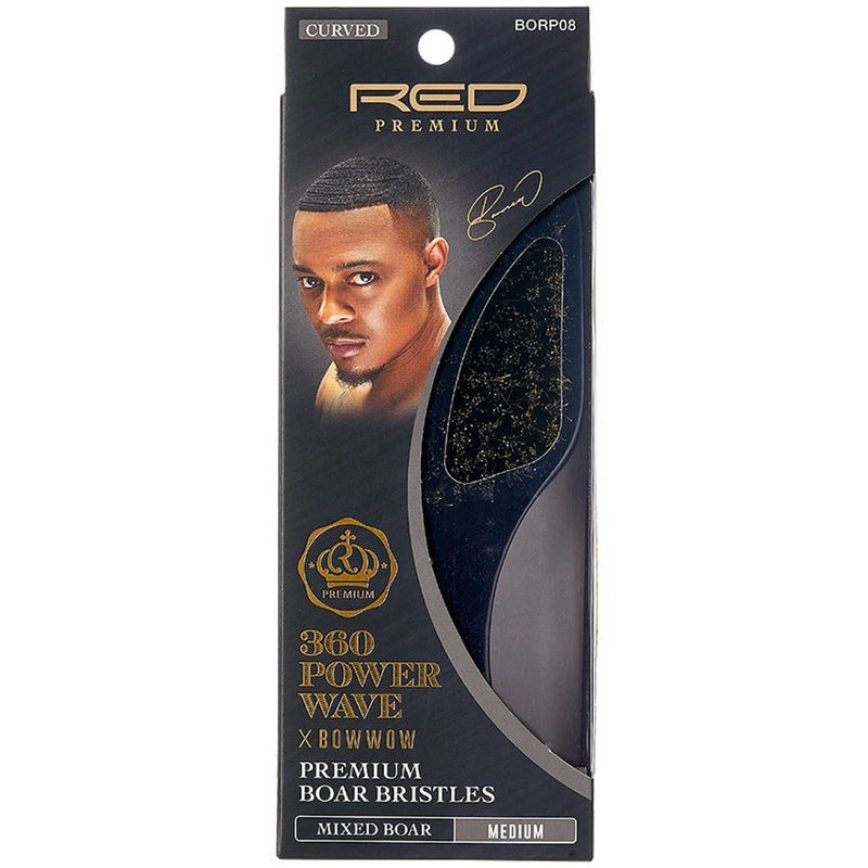 Red Premium Bow Wow X 360 Power Wave Mixed Boar Club Brush Medium Bristles #BR21