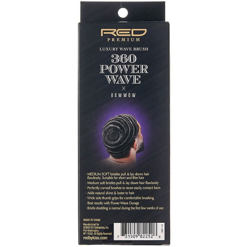 Red Premium Bow Wow X 360 Power Wave Mixed Boar Club Brush Medium Hard Bristles #BORP11