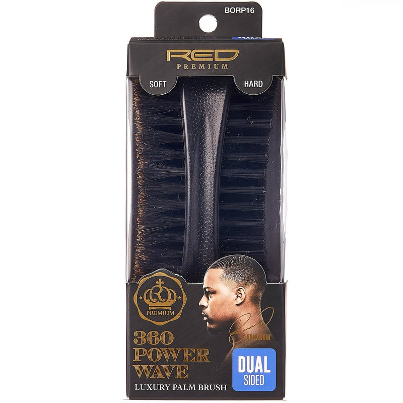 Red Premium 360 Power Wave Dual-Sided Palm Brush Hard & Soft Bristles #BORP16