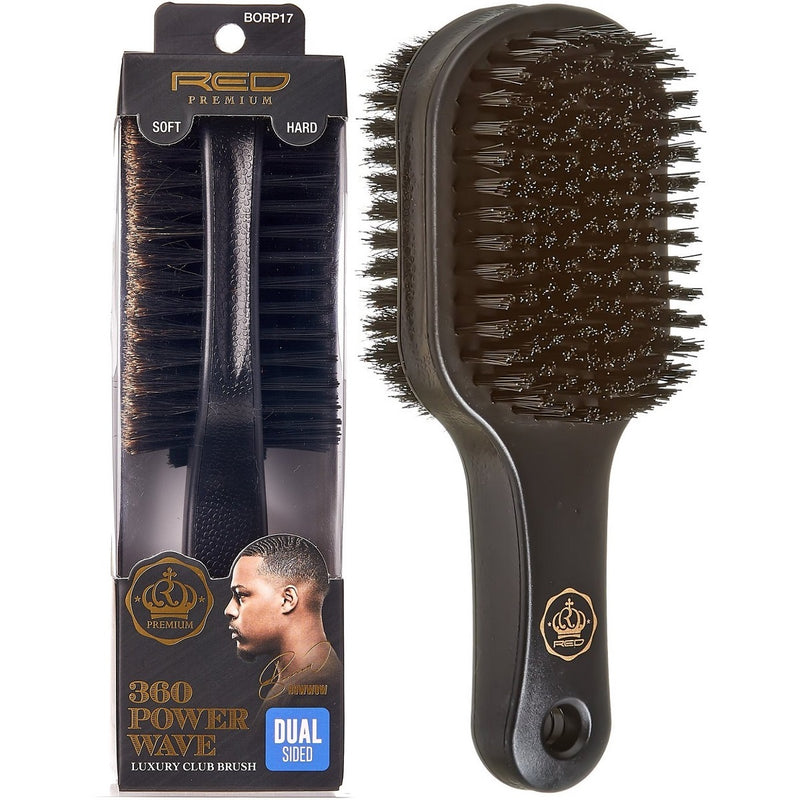 Red Premium 360 Power Wave Dual-Sided Club Brush Hard & Soft Bristles #BORP17