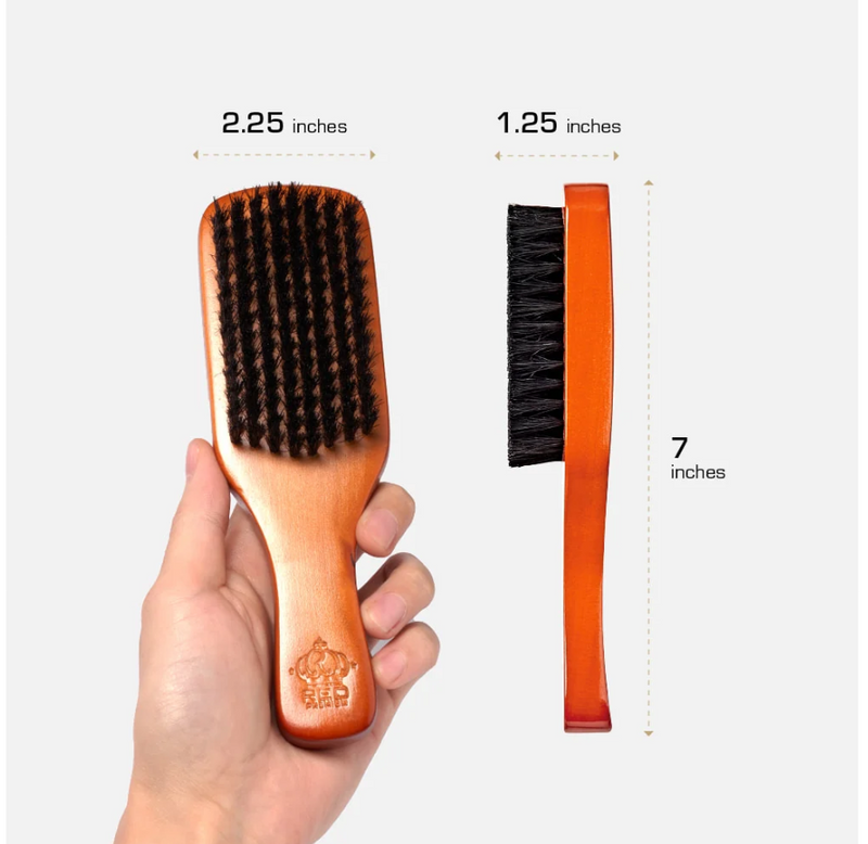 Red Premium 100% Boar Bristles Club Beard Brush #BR201