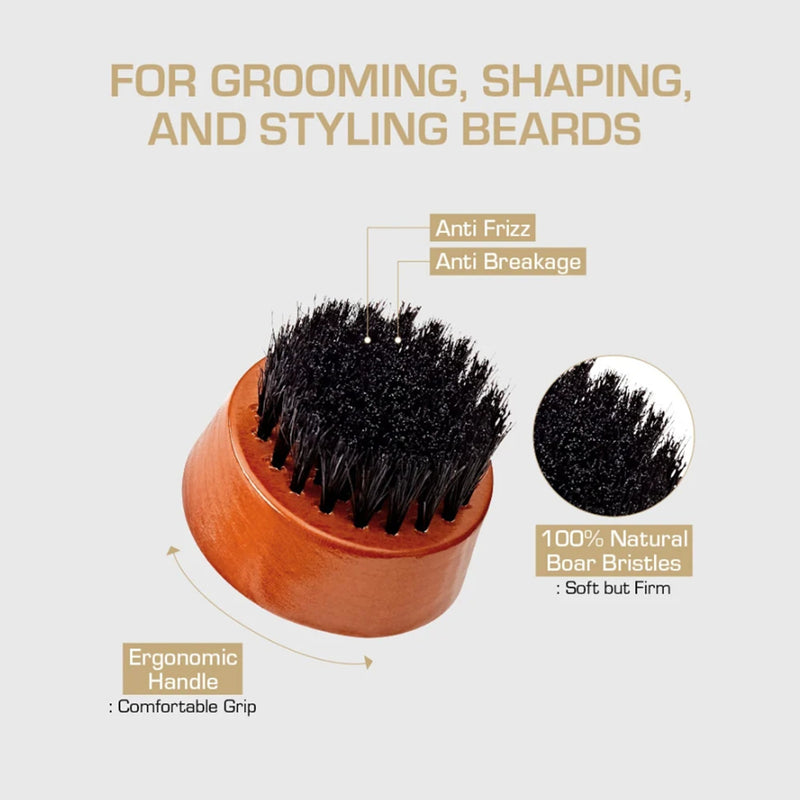 Red Premium 100% Boar Bristles Mini Beard Brush #BR204