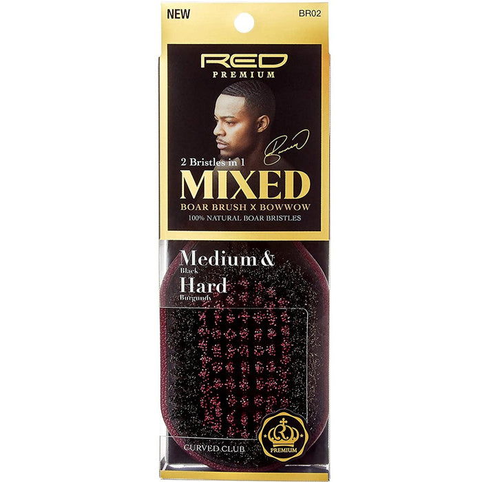 Red Premium Mixed Boar Brush Medium & Hard Bristles [2 Bristles In 1 Body] #BR02