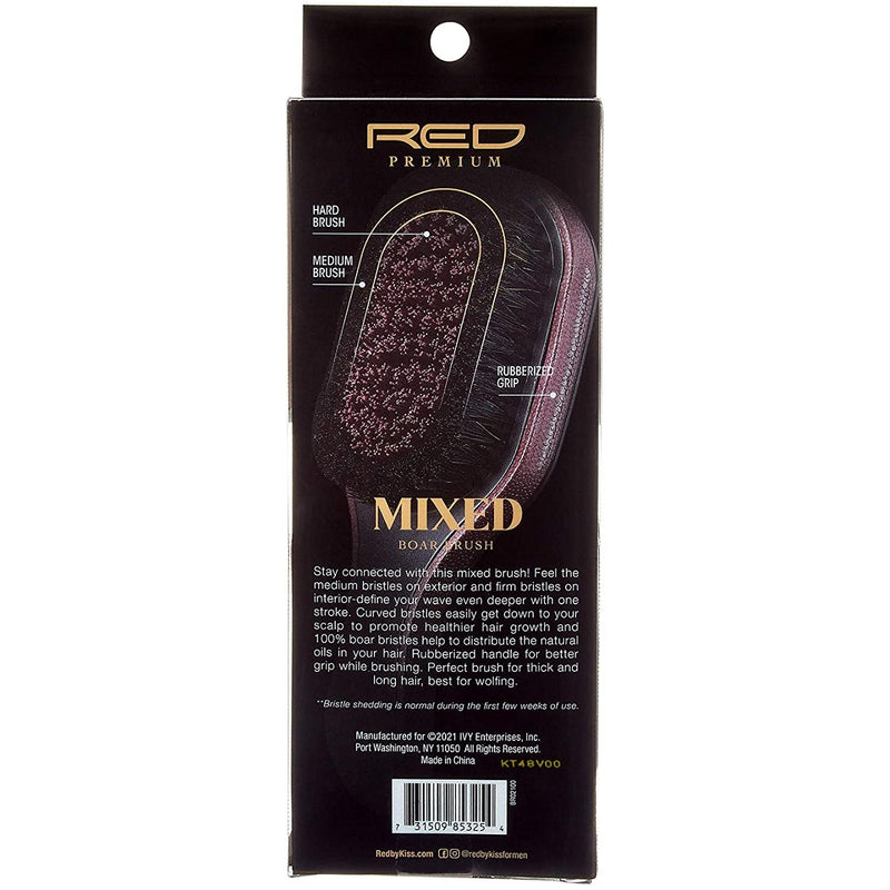 Red Premium Mixed Boar Brush Medium & Hard Bristles [2 Bristles In 1 Body] #BR02