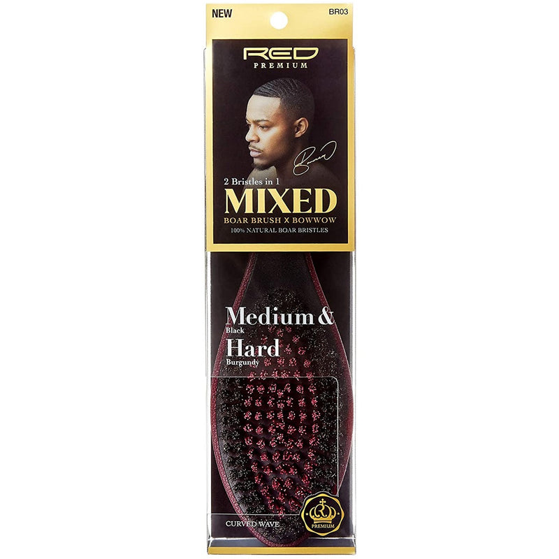 Red Premium Mixed Boar Brush with Case Medium & Hard Bristles [Medium and Hard 2-IN-1] #BR03
